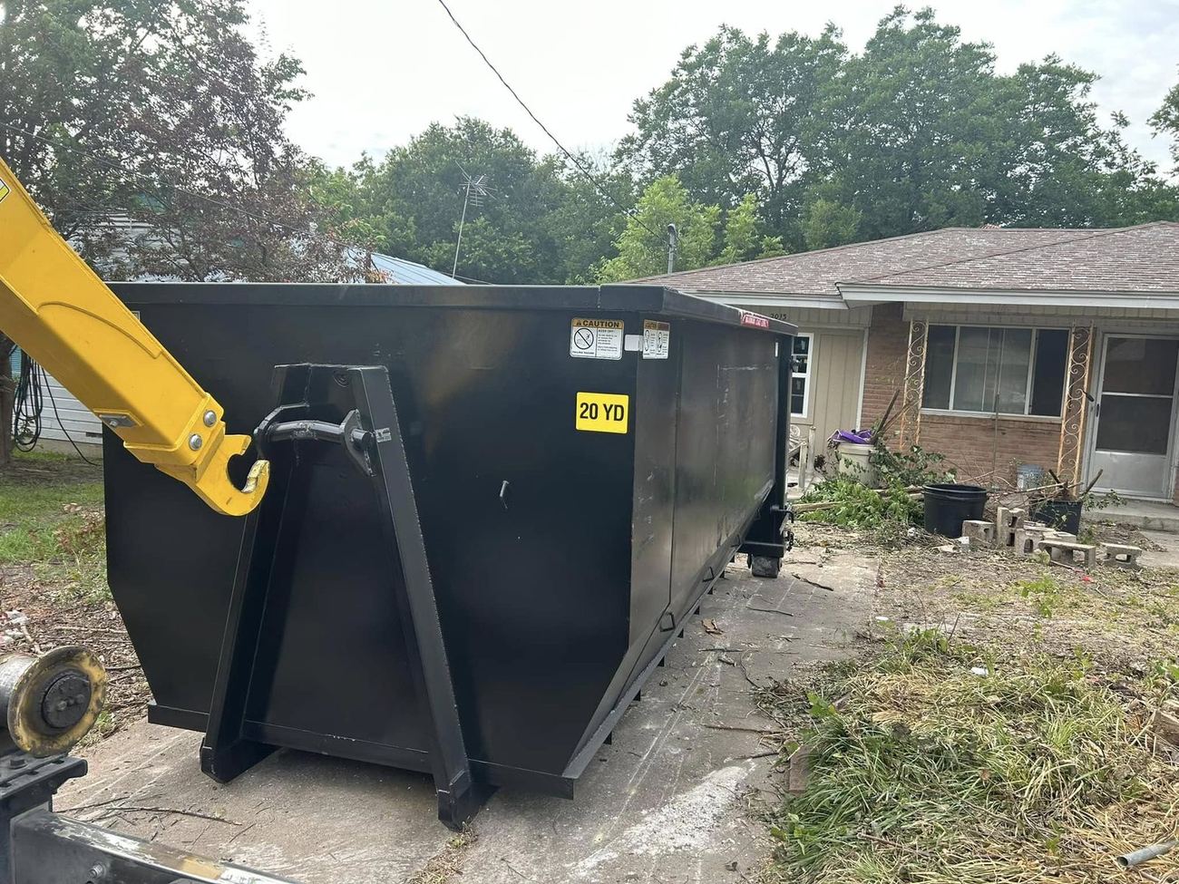 20 yard Regar dumpster placed on a residential property